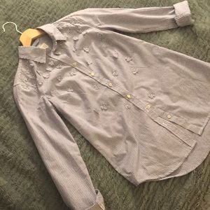 Striped Button Down with Flowers